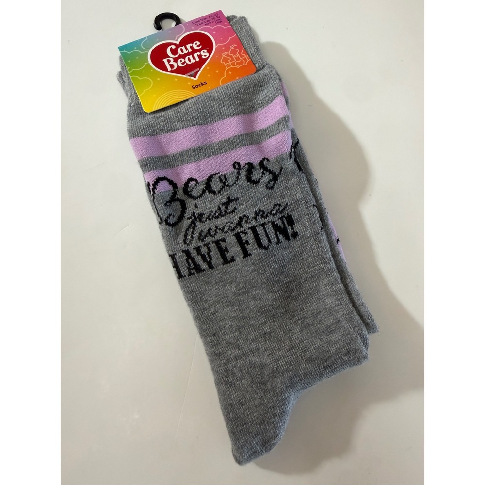Care Bears Share Bear Gray Crew Socks Bears Just‎ Wanna Have Fun Pink Tutu NWT